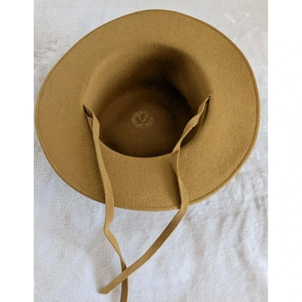 VTG Neuman Fairfield Felts Brimmed Hat Chin Tie Tan 100% Wool Prop Costume *READ